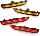 NDRUSH Front Amber LED Side Marker Lights Rear Red Bumper Sidemarker Lamps Reflectors Compatible with 2010-2014 Ford Mustang - Pack of 4