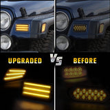NDRUSH Bumper Turn Signal Lights Side Marker Light Smoked Amber White Signals Lamp LED Sidemarkers Assembly Compatible with 1997-2006 Jeep Wrangler TJ