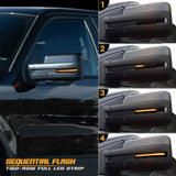 RUXIFEY Sequential Switchback Side Mirror Reflector LED Turn Signal Light Smoked lens Compatible with 2009 to 2014 Ford F150