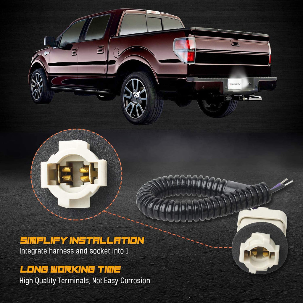 RUXIFEY LED License Plate Light with Socket Wiring Harness Plugs Compa